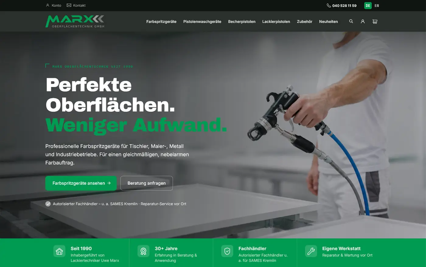 Screenshot Website Industriebedarf